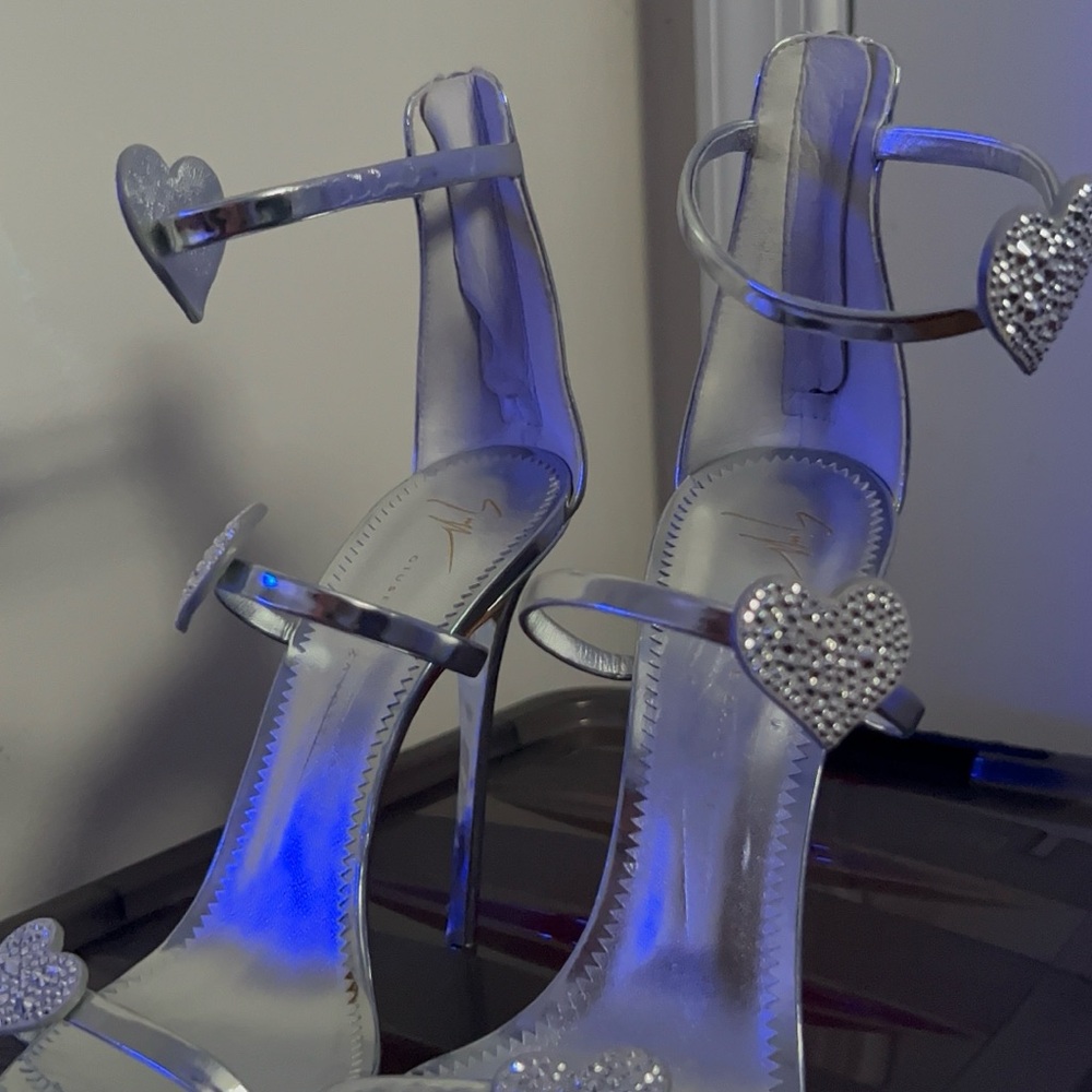 Giuseppe Zanotti Silver Stiletto Heels with Transparent Design
